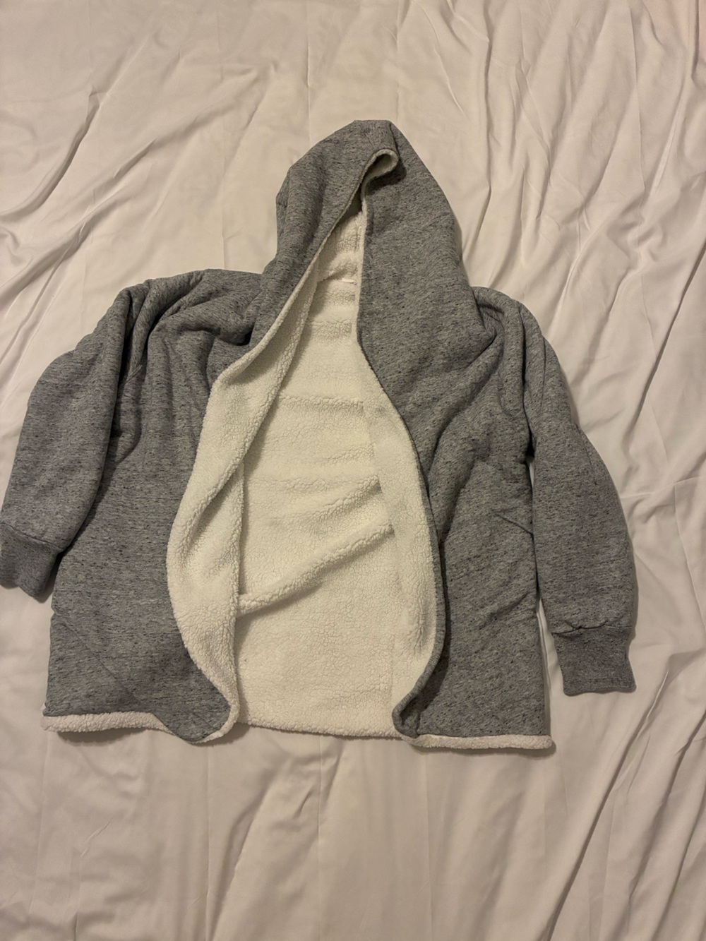 GAP Gray Hooded Sherpa-Lined Sweatshirt